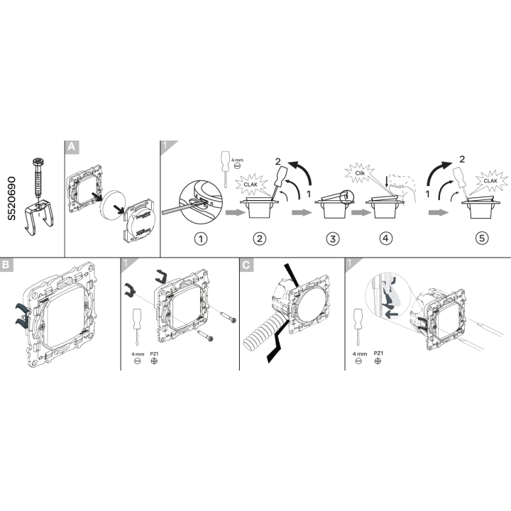 Schneider Odace - Sachet de 10 griffes - Réf : S520690