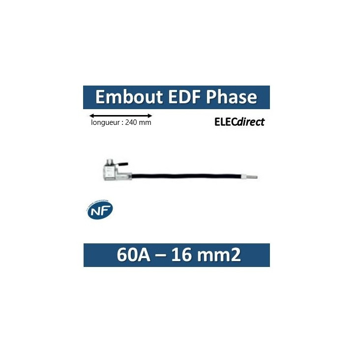 Klauke - Embout de raccordement EDF Phase - Noir - 60A - 16mm2