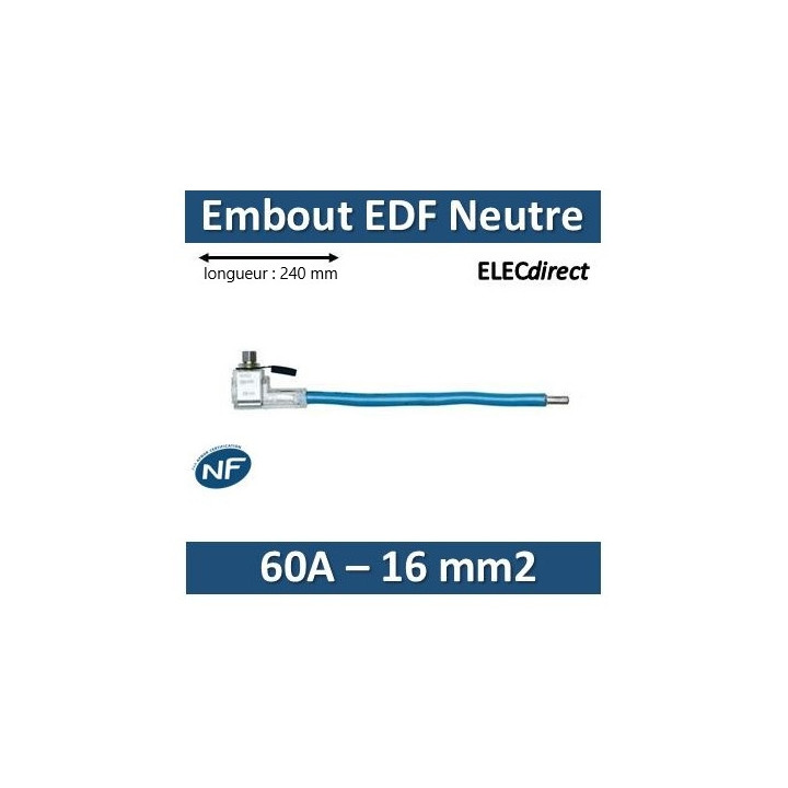 Klauke - Embout de raccordement EDF Neutre - Bleu - 60A - 16mm2