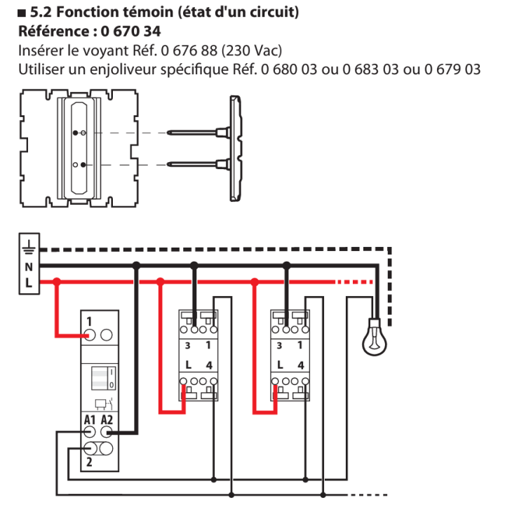 Legrand - Poussoir Céliane - 6 A - contact NO - bornes libre de potentiel - Réf : 067034
