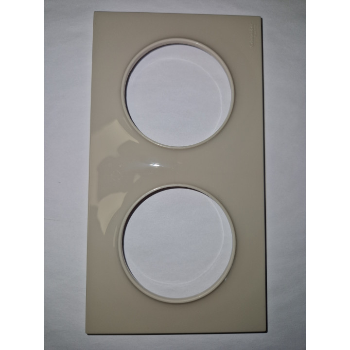 Schneider - Odace - Styl - Plaque 2 postes - entraxe 71mm - Sable - Réf : S520704B1