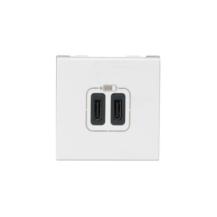 Legrand - Prise chargeur USB 2 - Type-C -  3A - 5V - 15W - 230V - 2 Modules - Réf : 077590