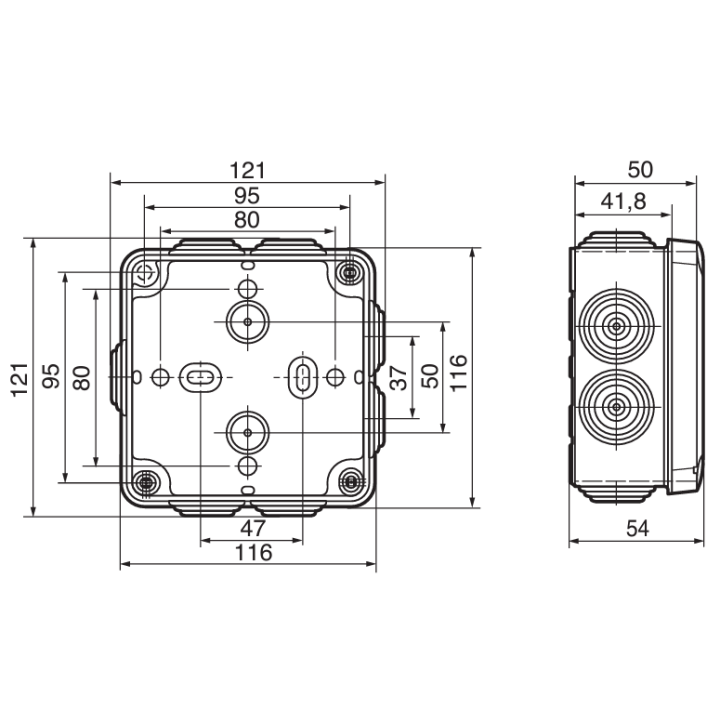 Legrand - Boîte de dérivation étanche IP55 - 105x105x55 - Réf : 092022