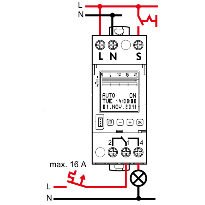 Legrand - Inter horaire digital  ASTRO programmable pour illuminations extérieures - 1 sortie 16A 250V~ - 2M - 412654