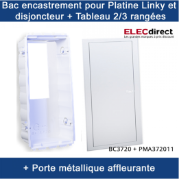 Cofrelec - Bac d'encastrement pour platine et tableau 2R ou 3 rangées + Porte métal affleurante - Réf : BC3720+PMA372011