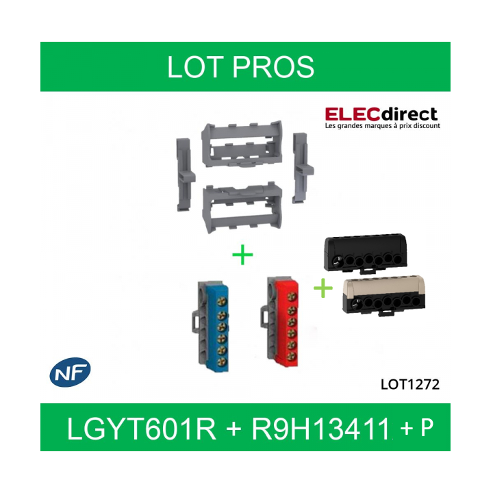Schneider - Resi9 - Kit supports borniers pour coffrets Resi9 et Pragma ou tout rail Din - LGYT601R+R9H13411 + R9H13411P
