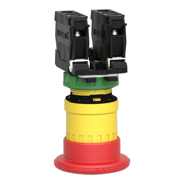 Schneider - Harmony arrêt d'urgence rouge Ø22 tête Ø 40 tourner pourdéverrouiller 1O+1F - Réf : XB5AS8445