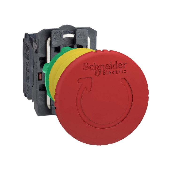 Schneider - Harmony arrêt d'urgence rouge Ø22 tête Ø 40 tourner pourdéverrouiller 1O+1F - Réf : XB5AS8445