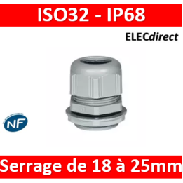 Legrand - Presse-étoupe plastique - IP68 - ISO 32 - RAL 7001 - 098006