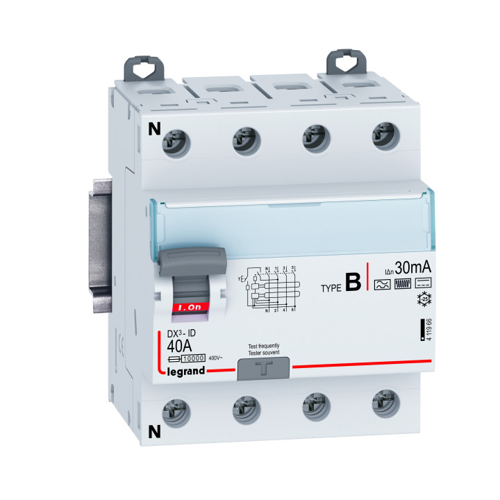 Legrand - Inter diff DX3 - ID 4P 40A - 30mA - Type B - Réf : 411966