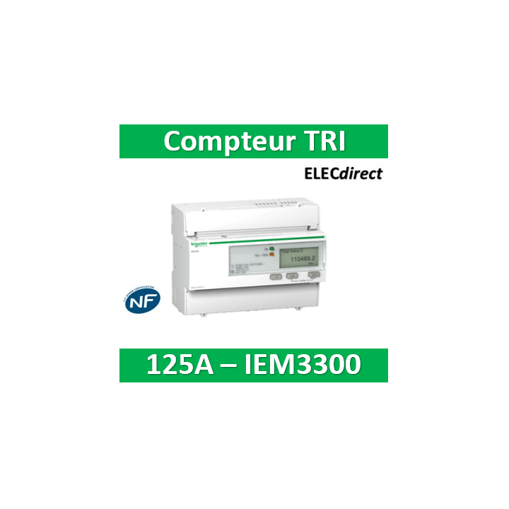 Schneider - Acti9, iem compteur d'énergie iem3300 125A - A9MEM3300