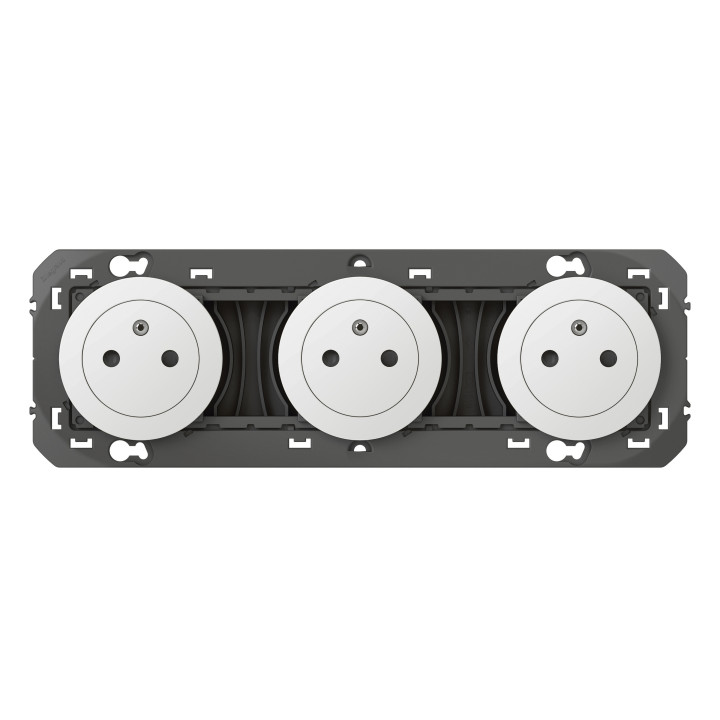 Legrand Dooxie - Prise de courant 3x2P+T 16A pré-câblé + plaque - Blanc - 600333-600803