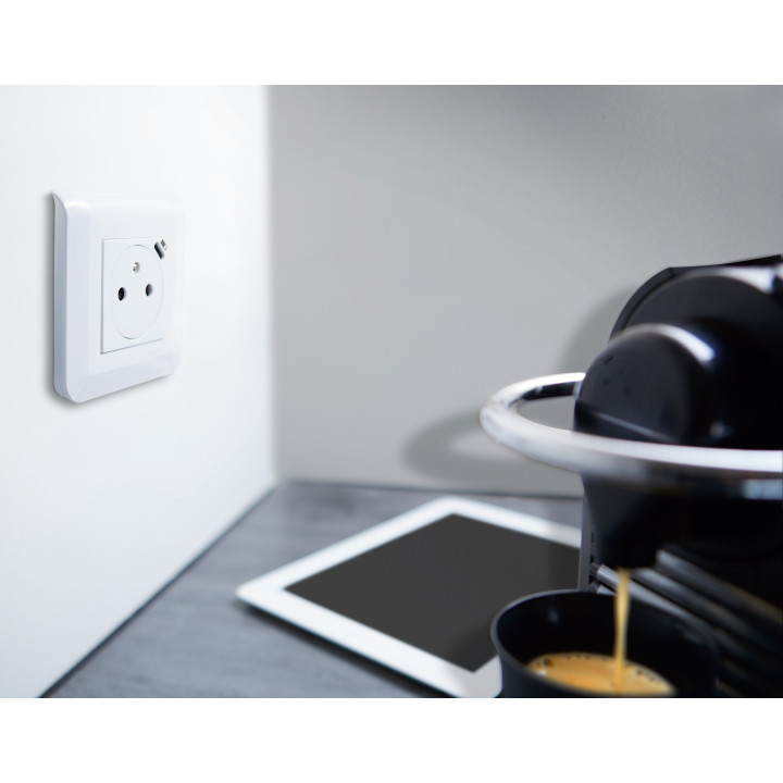 Legrand  Prise de courant Surface Mosaic avec chargeur USB Type-C livrée avec support 2 modules blanc Réf : 278161L