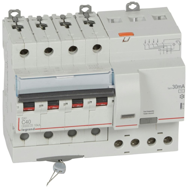 Legrand Disjoncteur différentiel DX³6000 10kA - 4P 400V - 40A -type AC 30mA - 411190