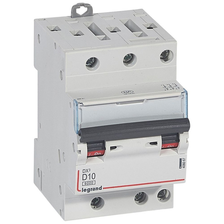 Legrand - Disjoncteur DX3 - 3P -10A - courbe D - 10KA pour peigne HX³ optimisé Réf 408067
