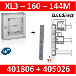 Legrand - Coffret 144 modules - 6 rangées de 24M + peigne vertical tétra 4P - XL3 160 - 401806+405026