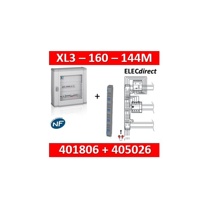 Legrand - Coffret 144 modules - 6 rangées de 24M + peigne vertical tétra 4P - XL3 160 - 401806+405026