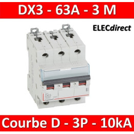 Legrand - Disjoncteur 3P DX3 63A - 10kA - courbe D - 408065