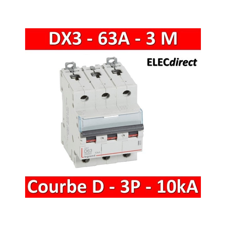 Legrand - Disjoncteur 3P DX3 63A - 10kA - courbe D - 408065