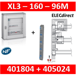 Legrand - Coffret 96 modules - 4 rangées de 24M + peigne vertical tétra 4P - XL3 160 - 401804+405024