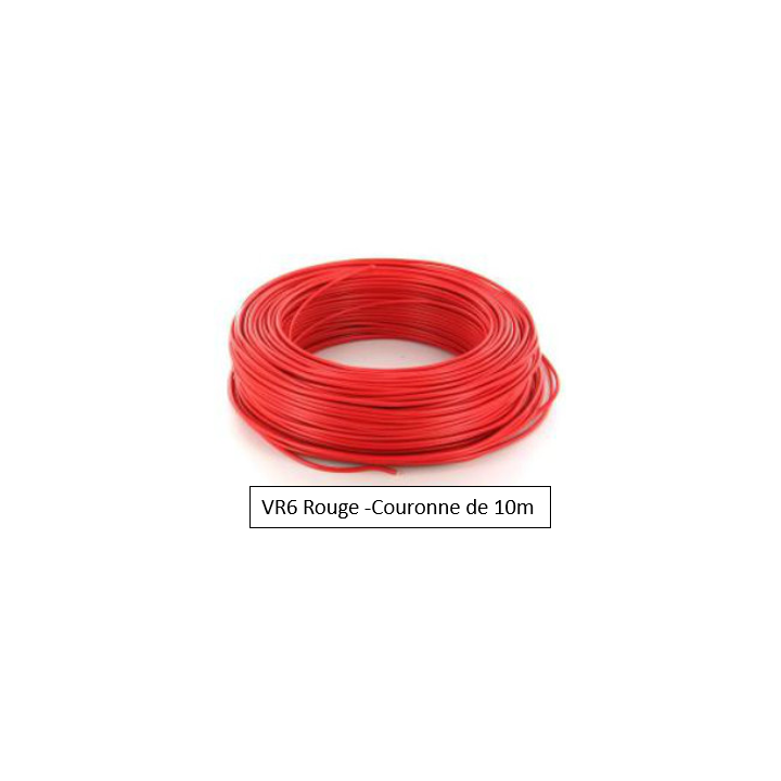 FIL HO7VR 6 mm2 rigide - Rouge - COURONNE DE 10M