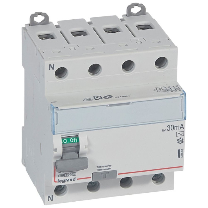 Legrand - Inter diff DX3 - ID 4P 80A - 30mA - AC - Réf : 411663