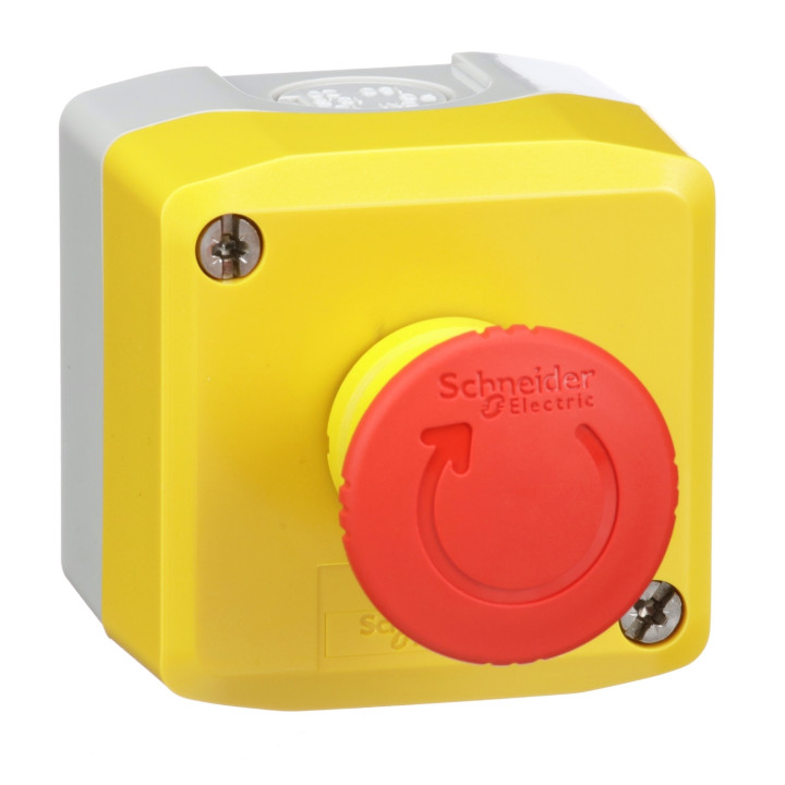 Schneider - boite jaune arrêt urgence rouge - pousser tourner - XALK178F - 2NF Fermés au repos - Ø40 - XALK178F