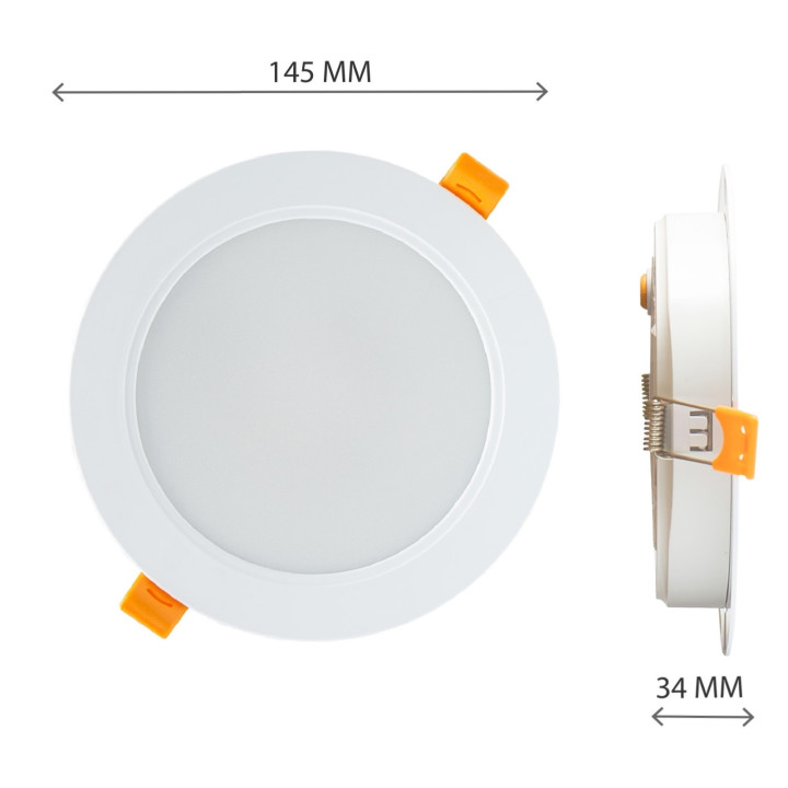 Spectrum - Downlight LED encastrable Dure 3 - 230V, 12W - 1500lm, 4000K -  IP54/IK06 - Réf : SLI043007NW