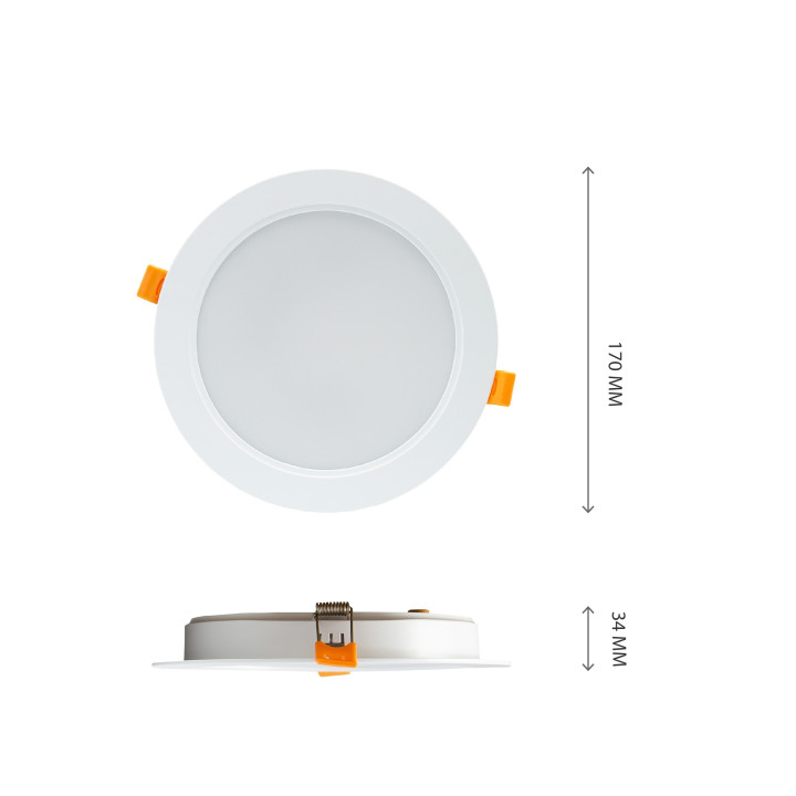 Spectrum - Downlight LED encastrable Dure 3  - 230V, 18W - 2200lm, 4000K -  IP54/IK06 - Réf : SLI043008NW