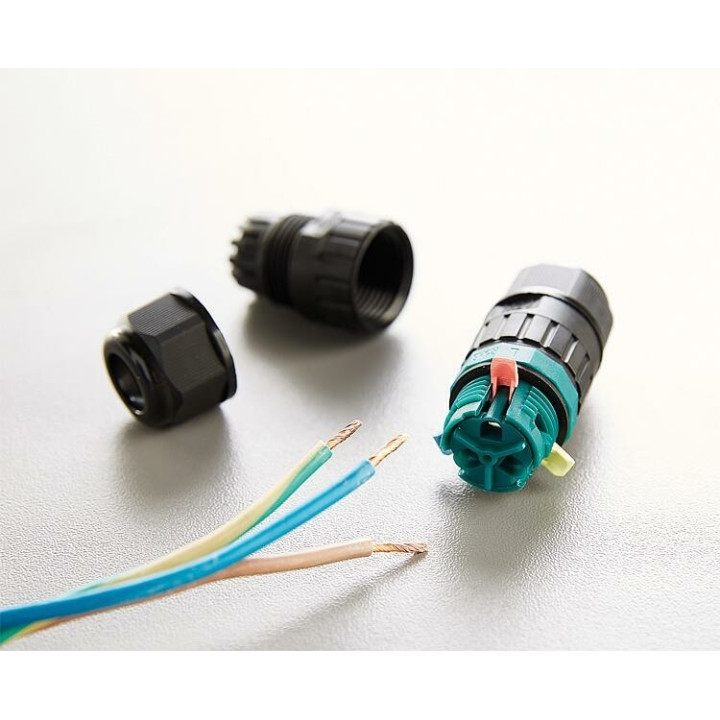 Spectrum - Connecteur Étanche automatique - 3 fils - Monobloc - IP68 - 250V - 16A - Noir - Réf : ACC+050006