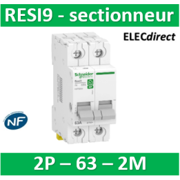 Schneider - Interrupteur-sectionneur bipolaire 63A - RESI XP - R9PS263