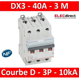 Legrand - Disjoncteur 3P DX3 40A - 10kA - courbe D - 408063