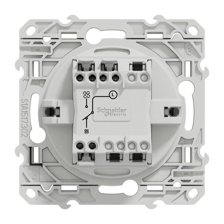 Schneider - Odace - Interrupteur VMC 2 positions - aluminium - Réf : S530233