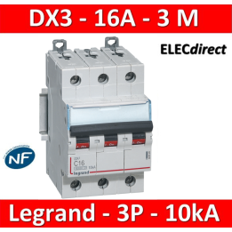 Legrand - Disjoncteur 3P DX3 - 16A - 10kA - courbe C - 407829