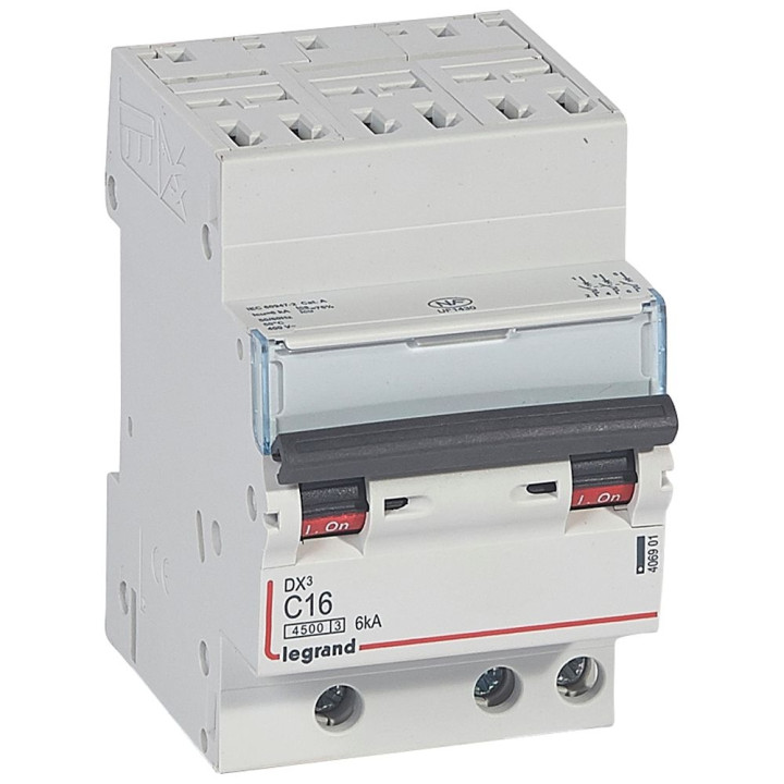 Legrand - Disjoncteur DNX³4500 6kA arrivée automatique sortie à vis - tripolaire 400V~ 16A courbe C - 406901
