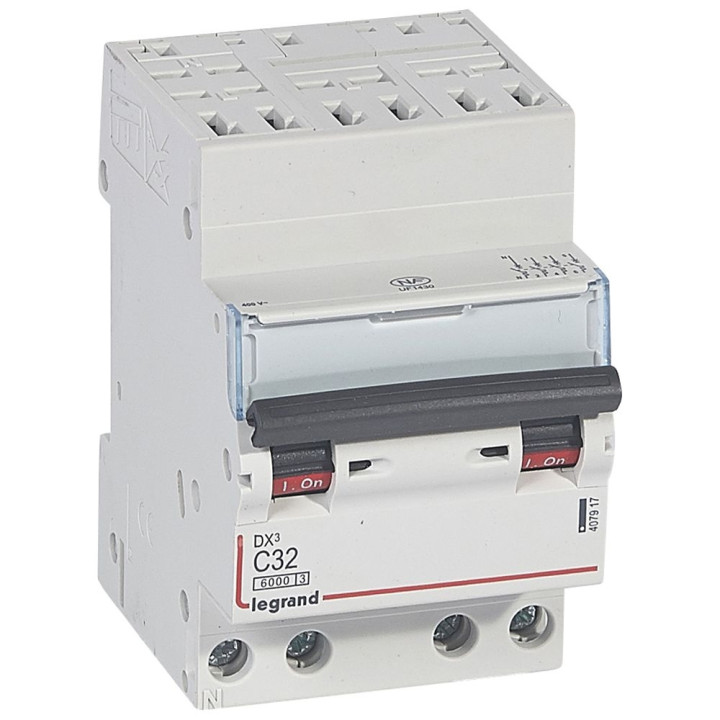 Legrand - Disjoncteur DX³ 6000 - auto/vis- 4P- 400V - 32A - courbeC-peigne HX³ opti 4P - 3M - 407917