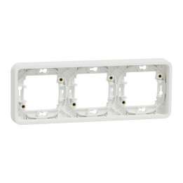 Schneider - Mureva Styl - Cadre 3 postes horizontal - encastré - IP55 - IK08 - blanc - Réf : MUR39109
