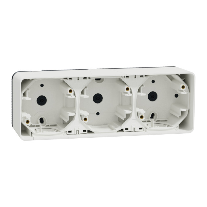 Schneider - Mureva Styl - Boîte 3 postes horizontale composable - en saillie - IP55 - IK08 - blanc - Réf : MUR39913