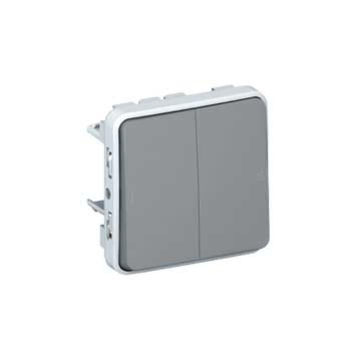 Legrand Double interrupteur ou va-et-vient Plexo composable IP55 10AX 250V - gris 069525