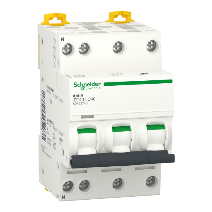 Schneider - LOT Disjoncteur 40A - 3P+N - courbe C + Bloc Vigi 40A - 3P+N - type HPI - Réf : A9P22740 + A9Y64740
