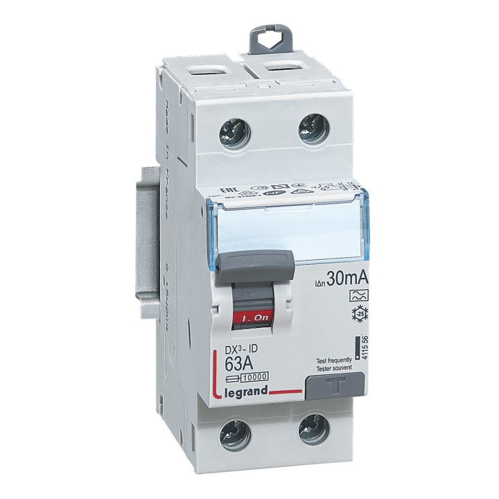 Legrand - DX3 - Interrupteur Différentiel  - 2P - 63A - 30mA  - Type A - Réf : 411556
