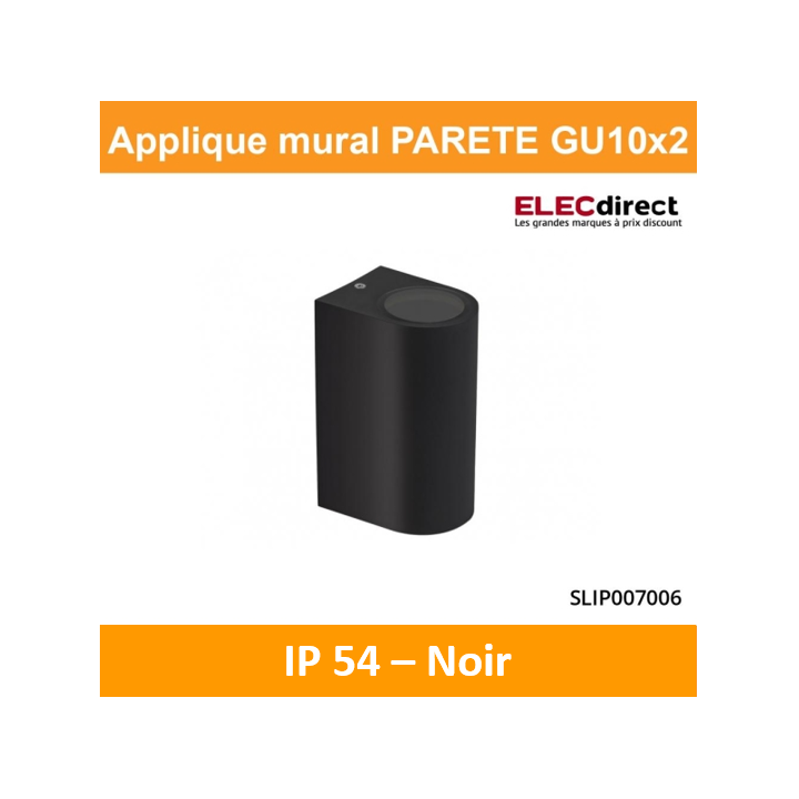 Spectrum - Applique murale extérieure - Parete - GU10x2 bi-directionnelle noir - IP54, 2x20W max. - A++ - Réf : SLIP007006