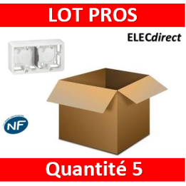 Legrand Mosaic - LOT de 5 Cadres saillie 2 postes - 2 x 2 modules - horizontal - Réf : 080285x5