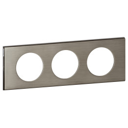 Legrand Céliane - Plaque Matières 3 postes - finition Inox Brossé - Entraxe 71mm - Réf : 069103