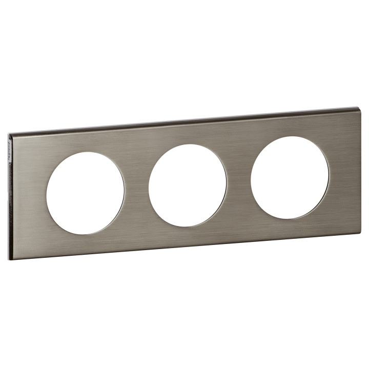 Legrand Céliane - Plaque Matières 3 postes - finition Inox Brossé - Entraxe 71mm - Réf : 069103