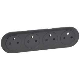 Legrand - Enjoliveur Céliane - quadruple prise de courant 2P+T Surface précablée compacte - finition graphite - Réf : 067914