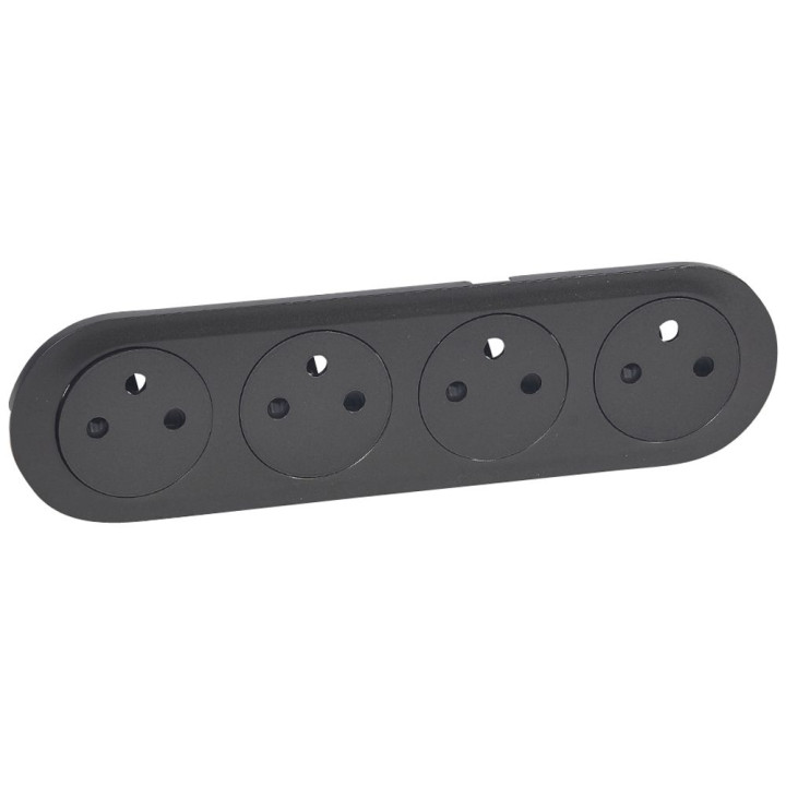 Legrand - Enjoliveur Céliane - quadruple prise de courant 2P+T Surface précablée compacte - finition graphite - Réf : 067914