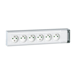 Legrand - Bloc multiprise fixable 6 prises de courant 2P+T longueur 343mm - à cabler - Réf : 050611