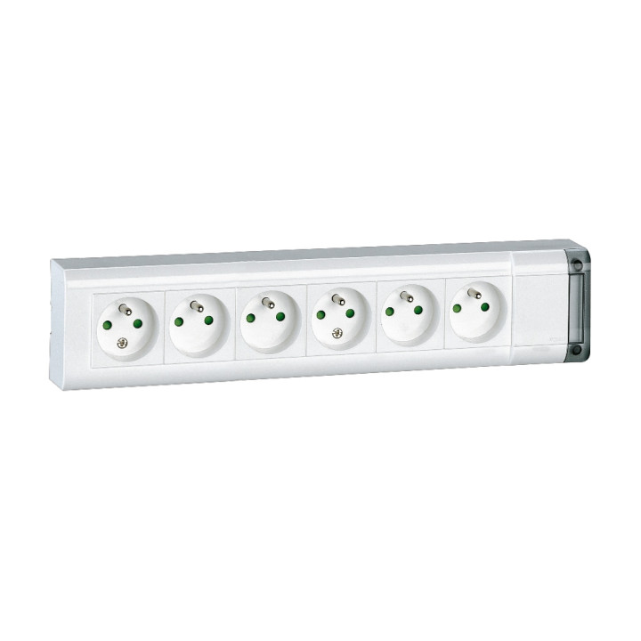 Legrand - Bloc multiprise fixable 6 prises de courant 2P+T longueur 343mm - à cabler - Réf : 050611