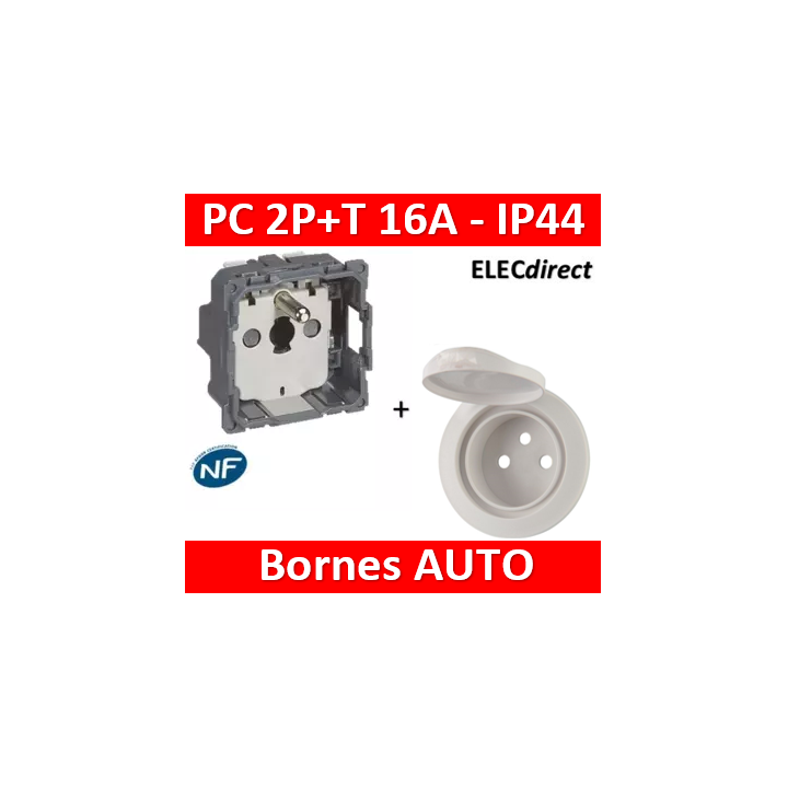 Legrand Céliane - Mécanisme + enjoliveur - PC 2P+T 16A - IP44 - 067111+067812